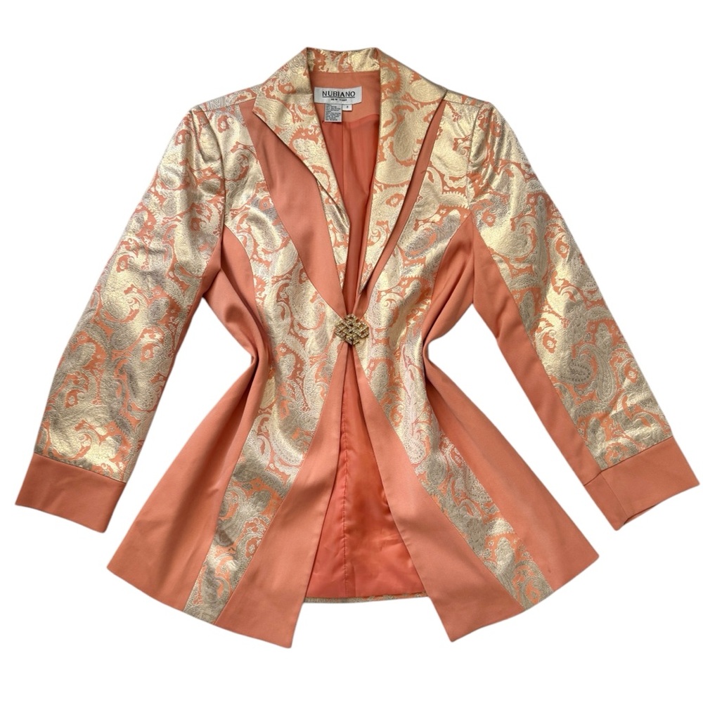 Nubiano Vintage Metallic Paisley Blazer